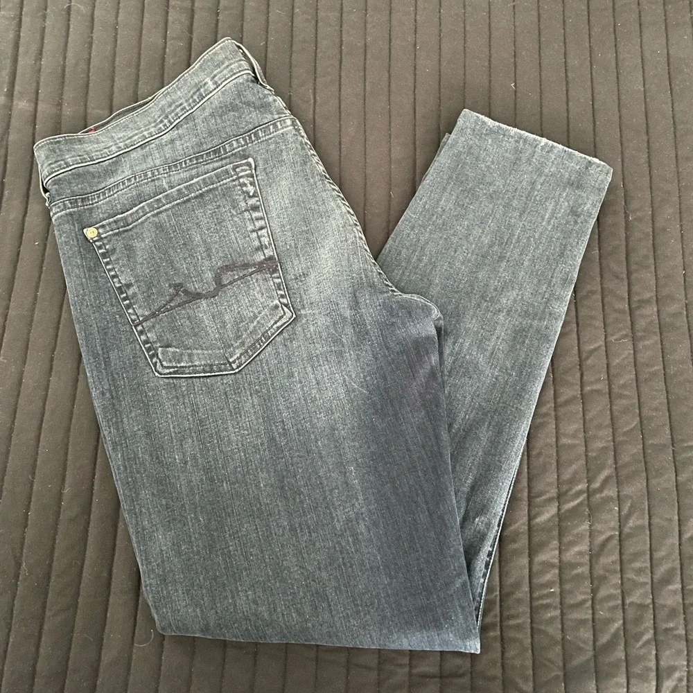 7 For All Mankind Josefina Skinny Boyfriend Jeans - Dark Blue - Picture 3 of 7